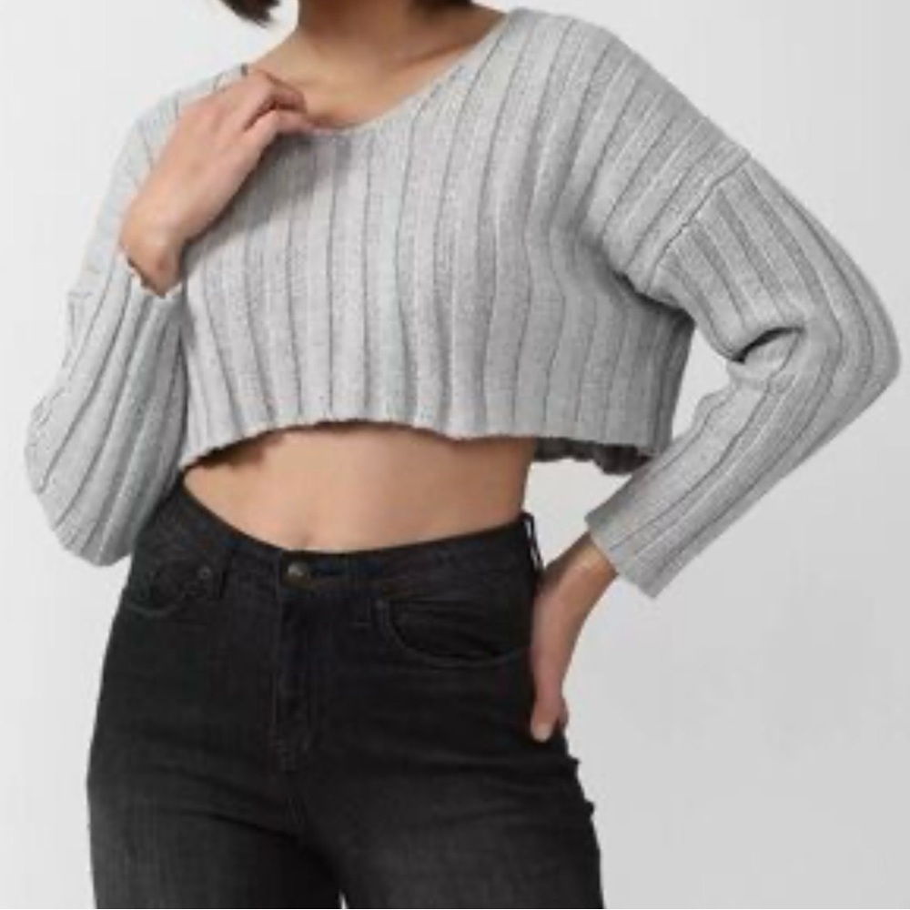 Forever 21 Gray Cropped Sweater